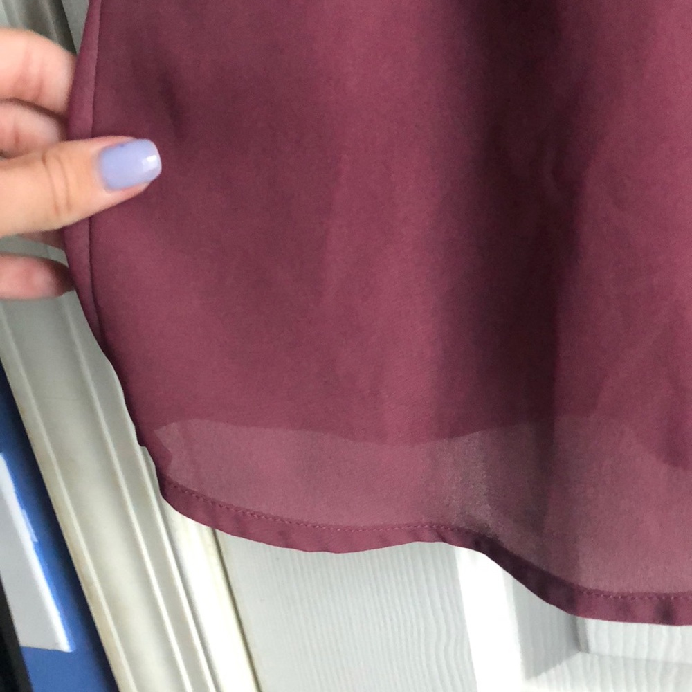 LA Hearts Burgundy Blousy Tank w/ lace racerback - Picture 3 of 7